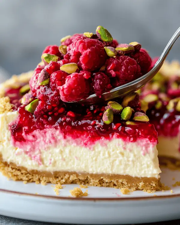 Easy Raspberry and Pistachio Cheesecake 4 No Bake Raspberry Pistachio Cheesecake
