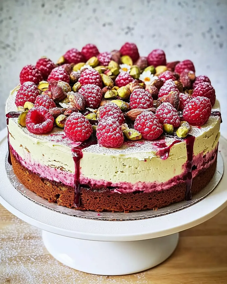 Delicious Raspberry Pistachio Layer Cake 1 Raspberry Pistachio Layer Cake