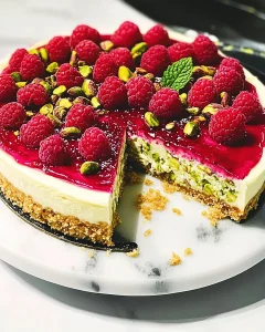Raspberry and Pistachio Cheesecake