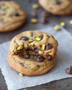 brown butter pistachio chocolate chip cookies