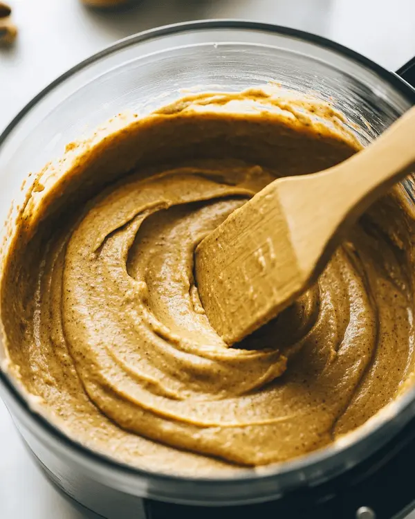 Pistachio Butter For Dubai Chocolate Recipe 3 Creamy pistachio butter being processed in food processor bowl showing smooth texture