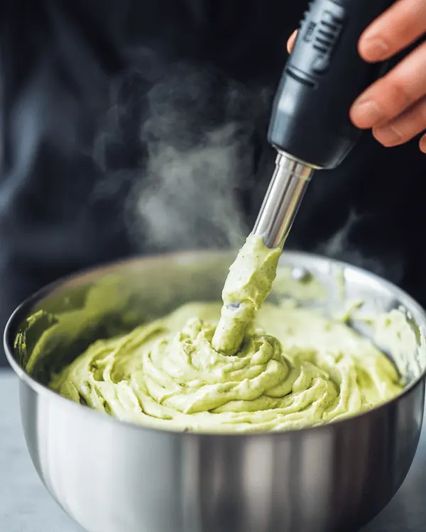 Sweet Pistachio Butter: Ultimate Spread Recipe 3 Hands blending blanched pistachios and almonds with immersion blender to create smooth pistachio butter