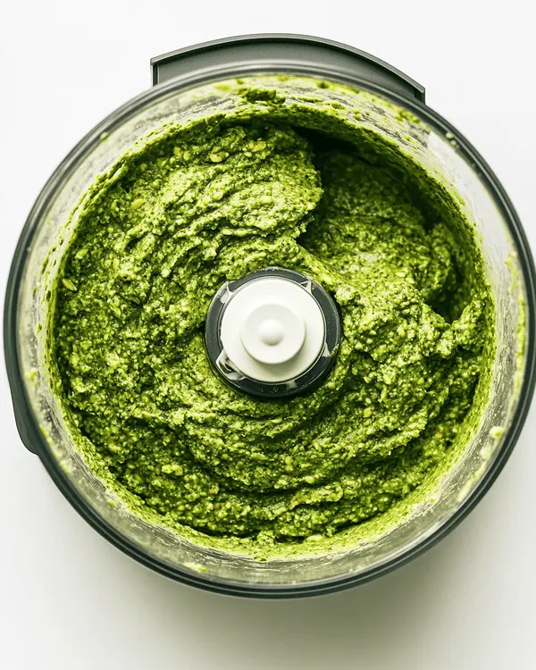 How to Make Homemade Pistachio Butter 3 Food processor bowl showing pistachio butter in smooth, creamy stage during processing