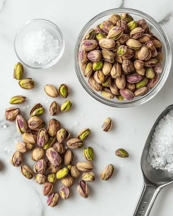 Pistachio Butter For Dubai Chocolate Recipe 2 Raw shelled pistachios and sea salt ingredients for homemade pistachio butter recipe