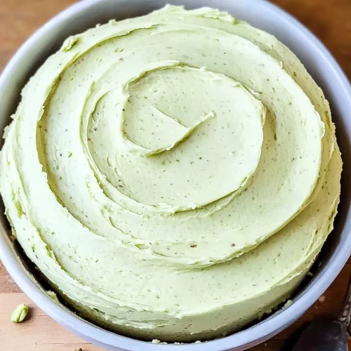 Pistachio Buttercream: Creamy Frosting Recipe 5 Elegant layer cake covered in smooth pale green pistachio buttercream frosting on rustic wooden table with scattered pistachios