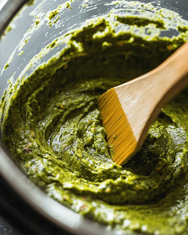 Pistachio Butter Recipes: Homemade Magic 3 Food processor making smooth creamy pistachio butter with wooden spatula scraping sides during blending process