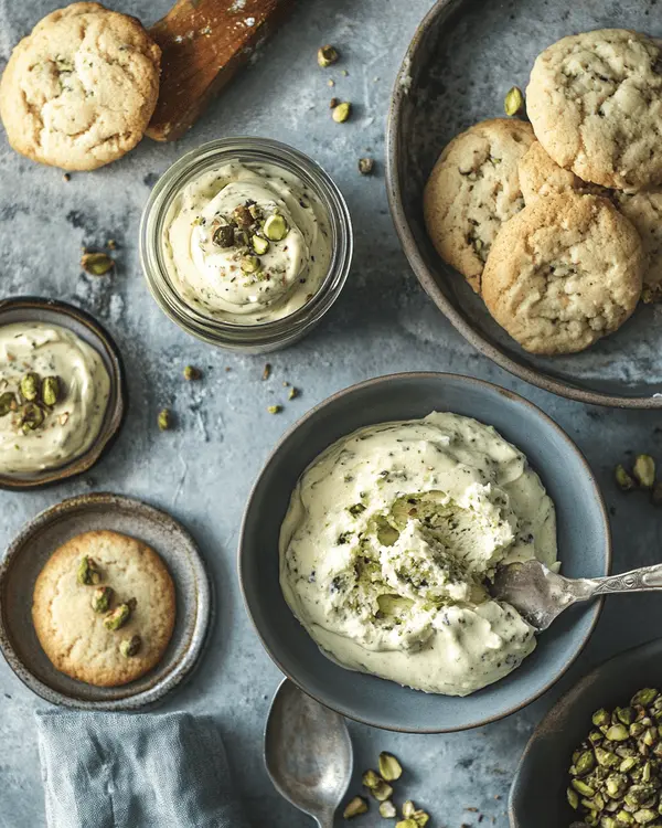 Is Pistachio Butter the Same as Pistachio Cream 3 Various desserts and applications showing pistachio cream in elegant pastries and pistachio butter in rustic baked goods