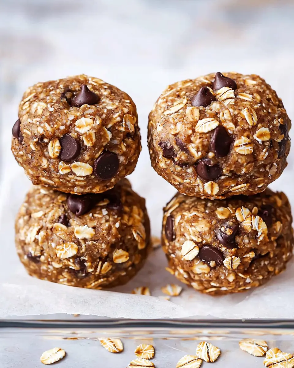 No Bake Lactation Cookies 1 Stack of four no bake lactation cookies showing texture with visible oats and chocolate chips on parchment paper