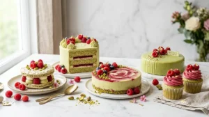 Pistachio and Raspberry Desserts