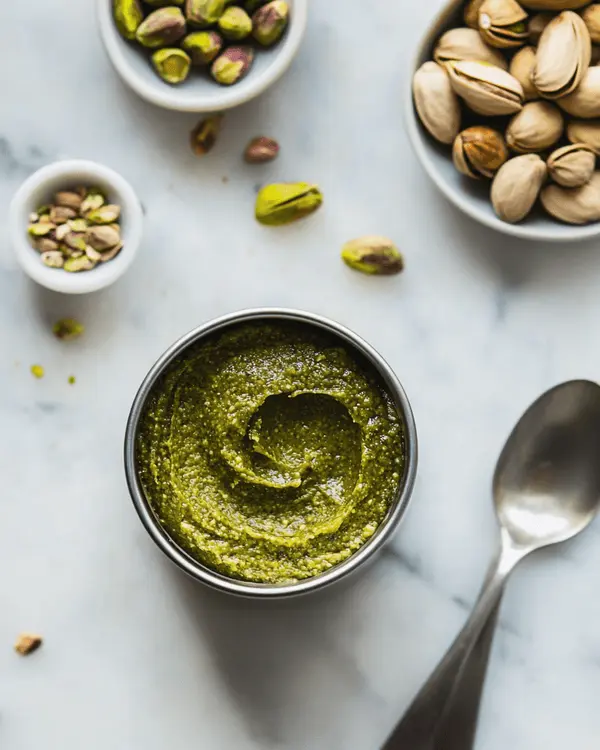 The Complete Guide to Homemade Pistachio Butter 4 Nutritional benefits of homemade pistachio nut butter displayed with measuring tools and fresh ingredients