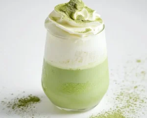 green tea latte with whipped cream
