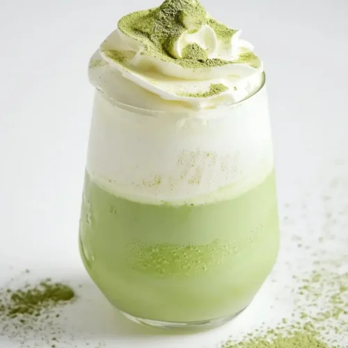 green tea latte with whipped cream