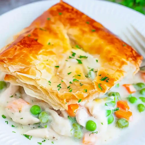 Easy Chicken Pot Pie Recipe with Puff Pastry 2 Easy Chicken Pot Pie Recipe with Puff Pastry