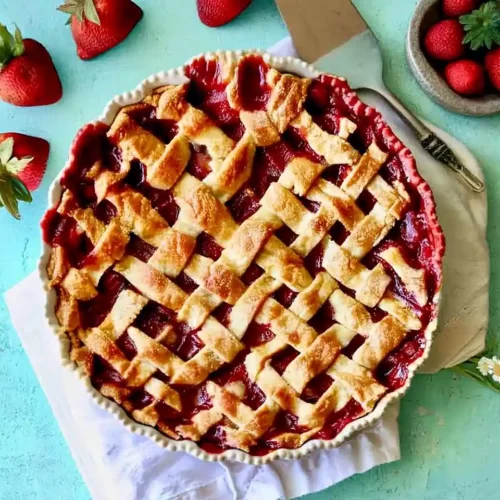 Strawberry Rhubarb Pie with Lattice Crust