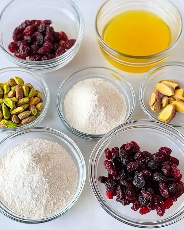 shortbread cookies with cranberries and pistachios