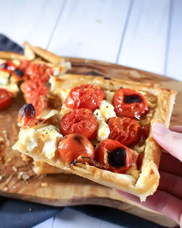 tomato caramelised onion goat cheese tart