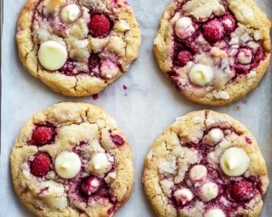 white chocolate and raspberry cookies