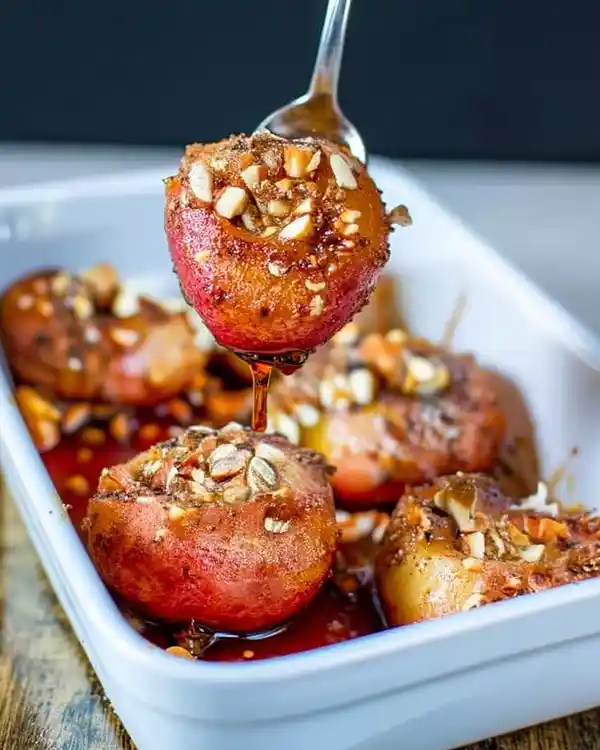 Honey-Roasted Donut Peaches 2 donut peach recipe