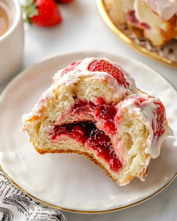 strawberry rolls with cream cheese frosting