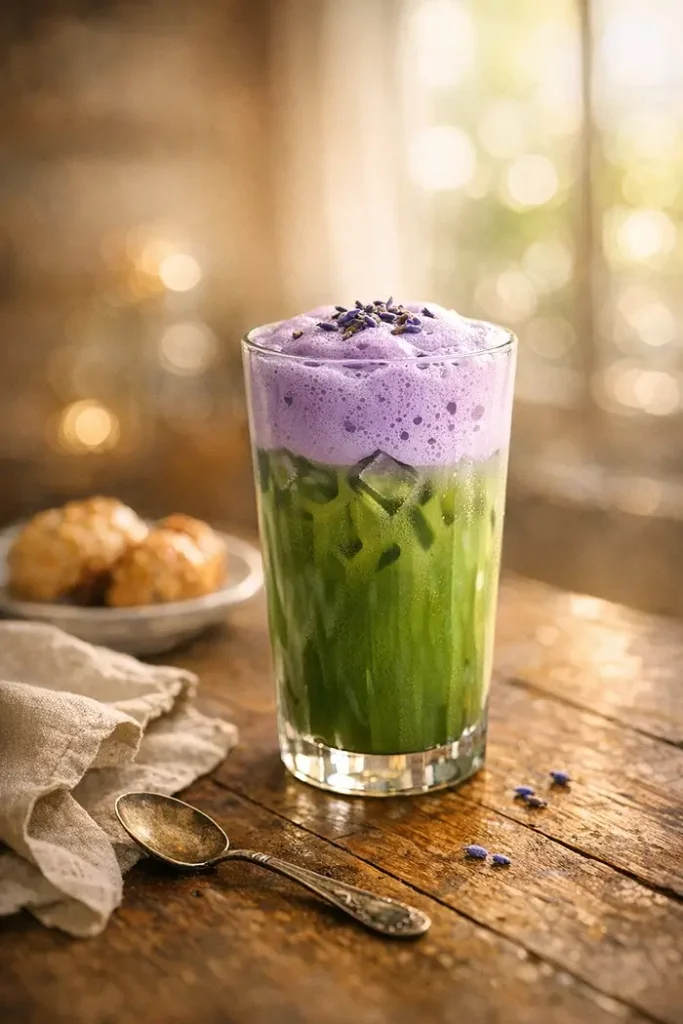 iced lavender matcha latte