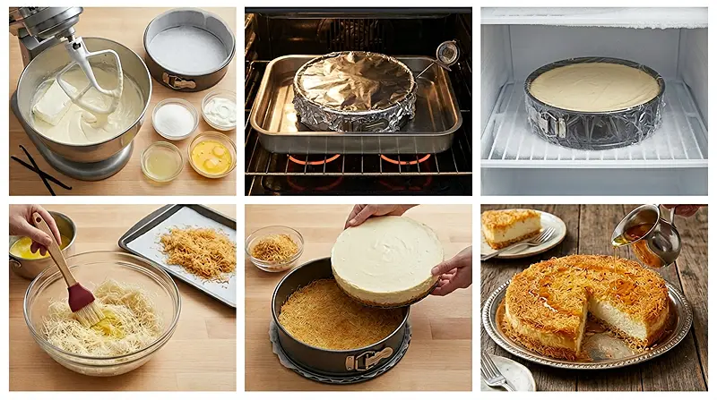 Kunafa Cheesecake 3 baked kunafa cheesecake