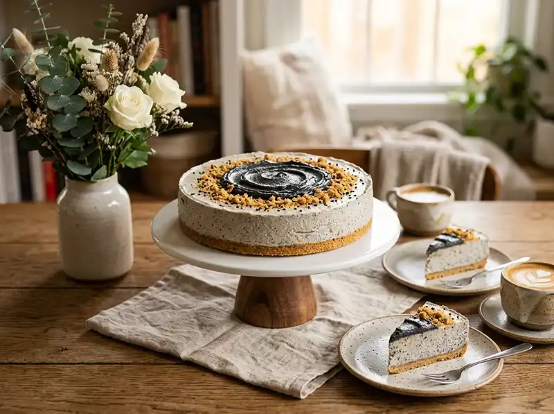 easy black sesame cheesecake