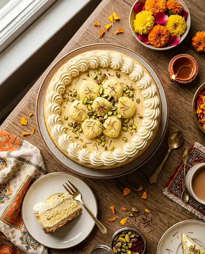 eggless rasmalai cheesecake