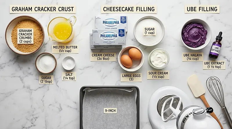 filipino ube cheesecake bars