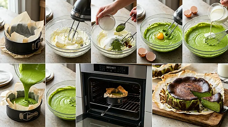 Matcha Basque Cheesecake 3 green tea basque cheesecake