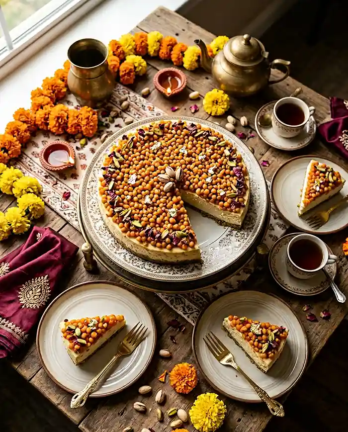 Motichoor Cheesecake 5 indian fusion cheesecake
