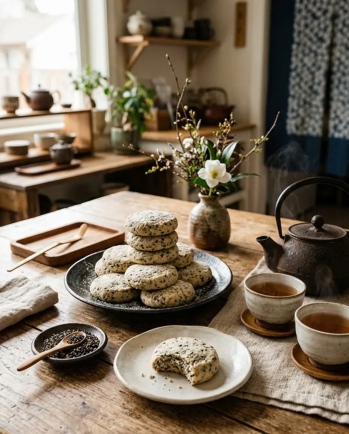 Black Sesame Cookies 5 japanese black sesame cookies