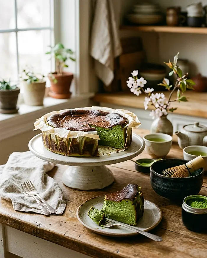 Matcha Basque Cheesecake 5 japanese matcha basque cheesecake
