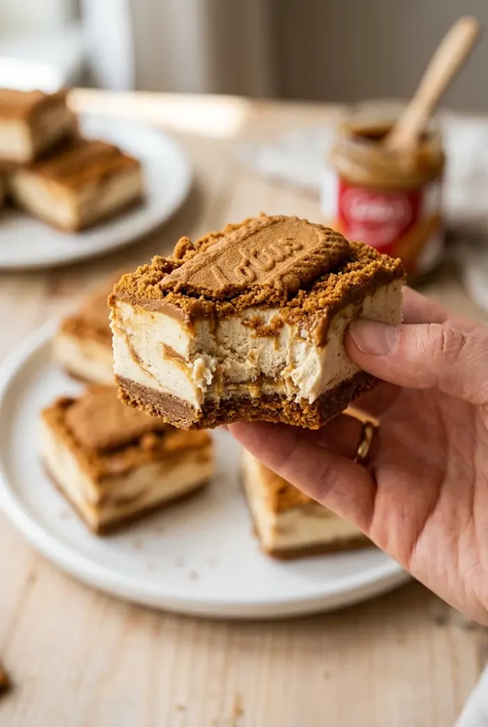 Biscoff Cheesecake Bars 4 lotus biscoff cheesecake bars