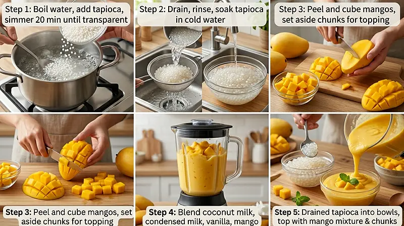 Mango Sago Dessert 3 mango sago with coconut milk