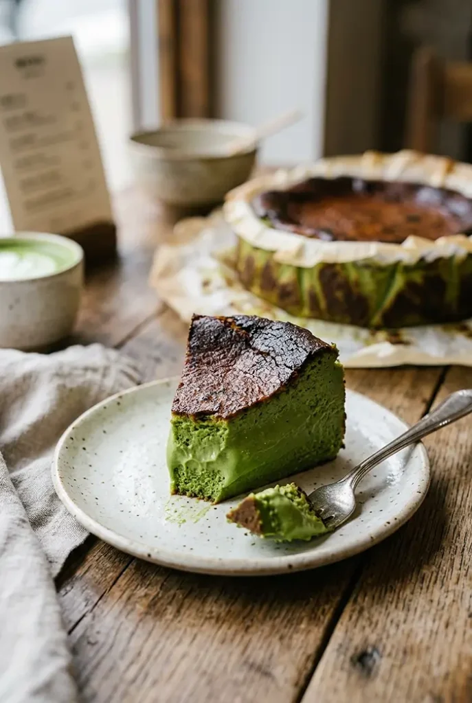 Matcha Basque Cheesecake 4 matcha burnt cheesecake