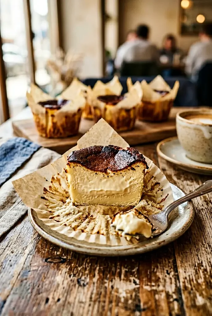 Basque Cheesecake Cupcakes 4 mini basque burnt cheesecake