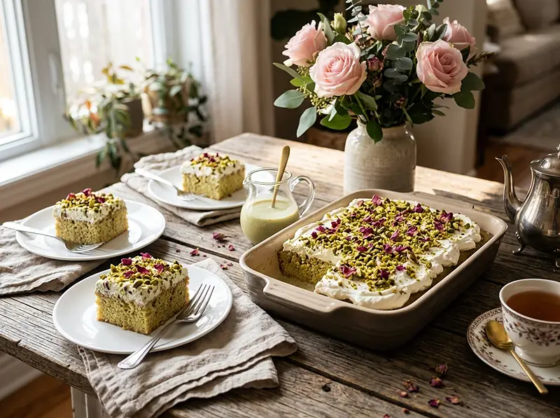 pistachio soaked cake