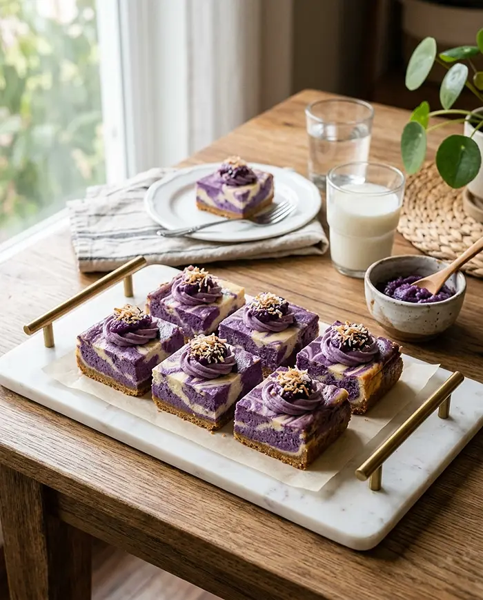 purple yam cheesecake bars