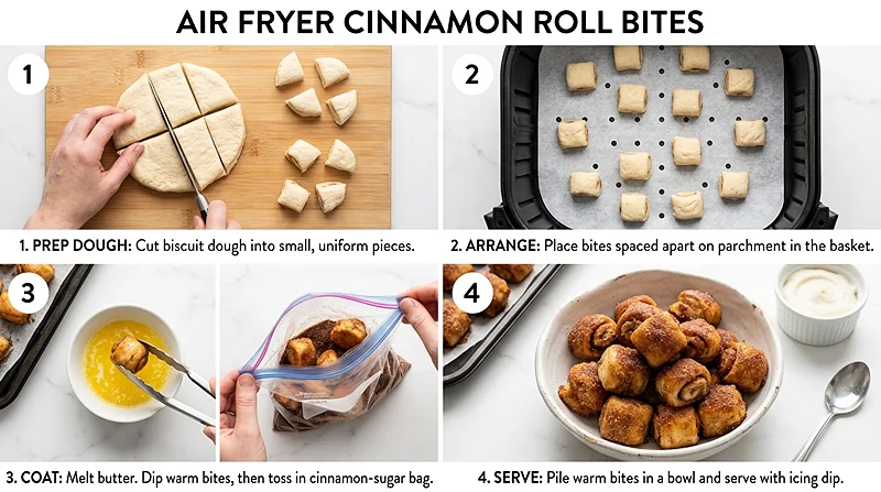 Air Fryer Cinnamon Roll Bites Instructions