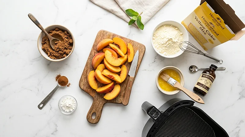 air fryer peach cobbler with cake mix Ingredients