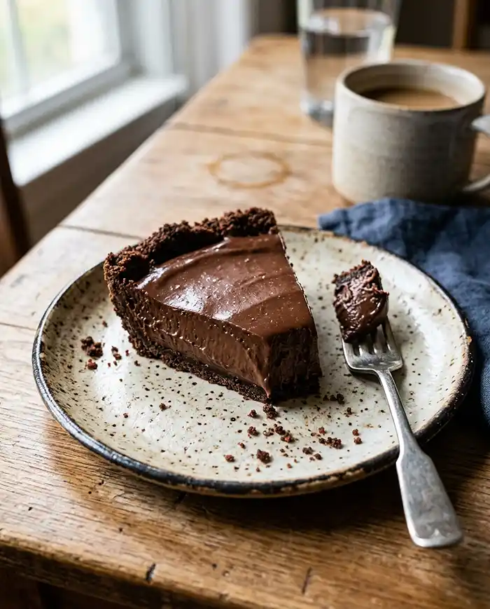 chocolate cauliflower silk pie slice creamy texture