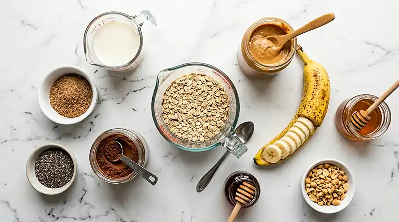 chocolate peanut butter banana overnight oats