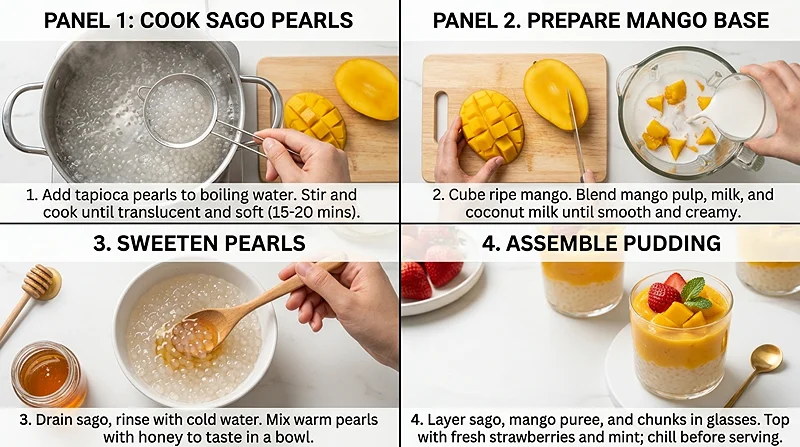 mango sago with coconut milk