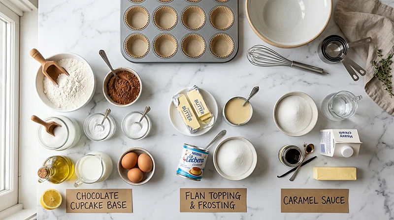 Chocoflan Cupcakes Recipe 2 mini chocoflan cupcakes