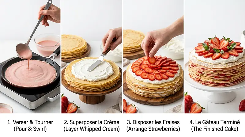 no bake strawberry crepe cake
