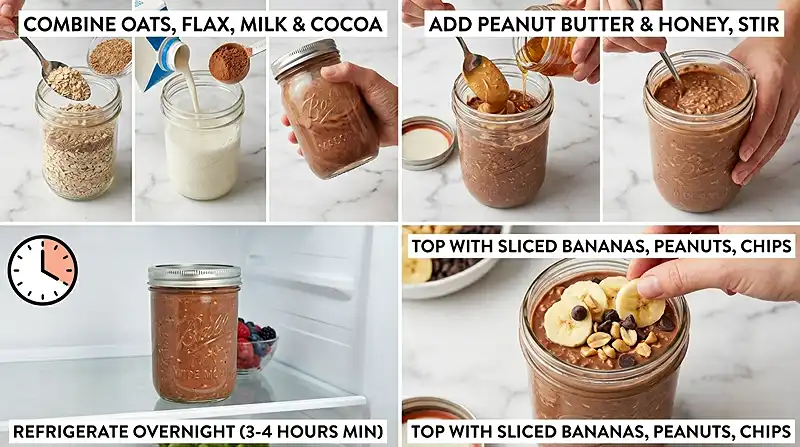 peanut butter banana overnight oats chocolate