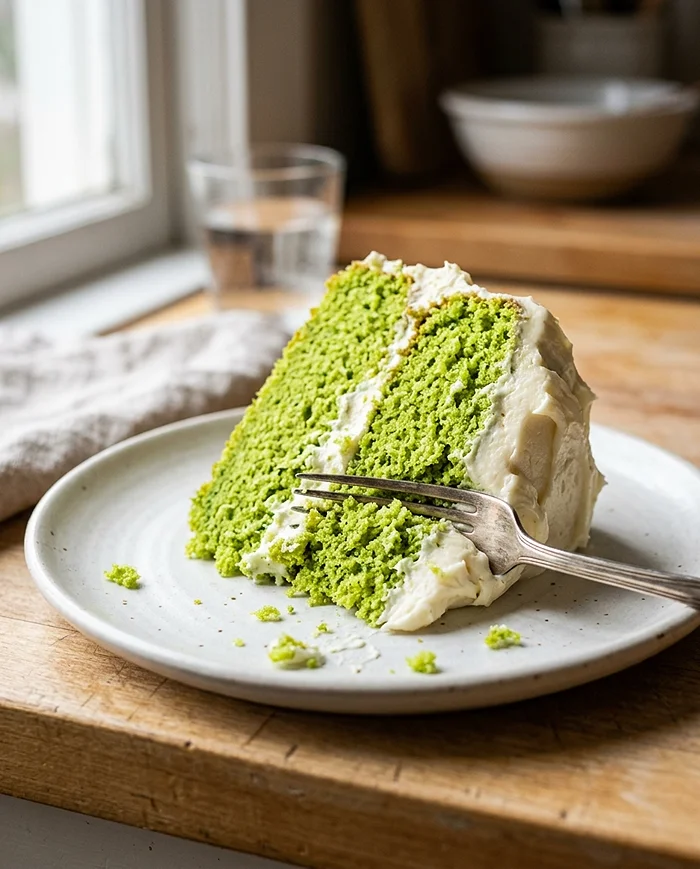 spinach vanilla cake green slice homemade dessert