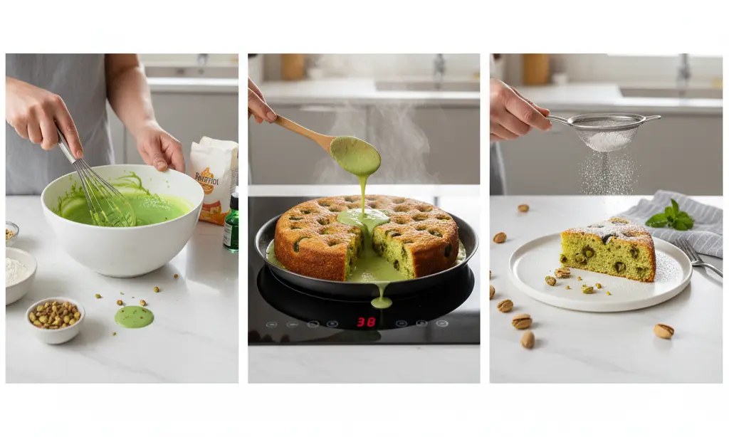 Viral Pistachio Dot Cake: Easy & Delicious! 3 Viral Pistachio Dot Cake cooking process