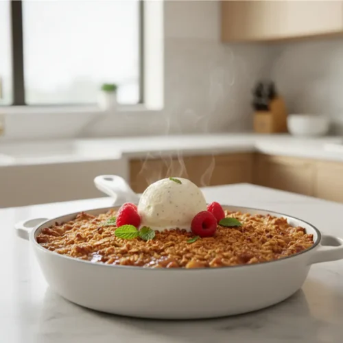 Beautiful plated apple crisp recipe
