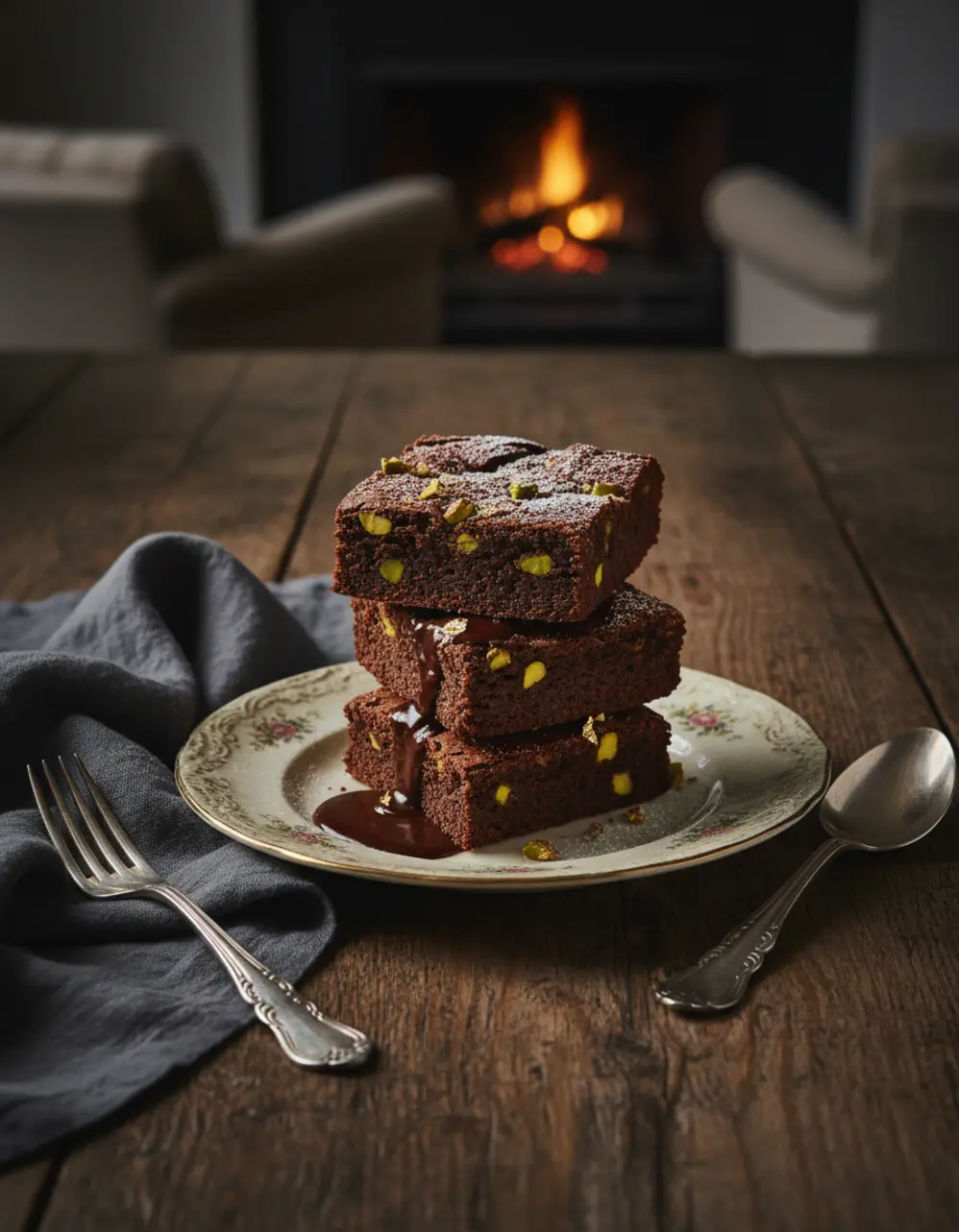 Dubai Chocolate Brownies 4 dubai chocolate brownies final plated dish